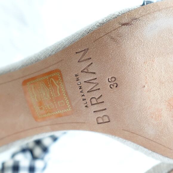 Alexandre Birman Clarita 60 Gingham Plaid Canvas Tie Open Toe Sandal Block Heels - Picture 12 of 12